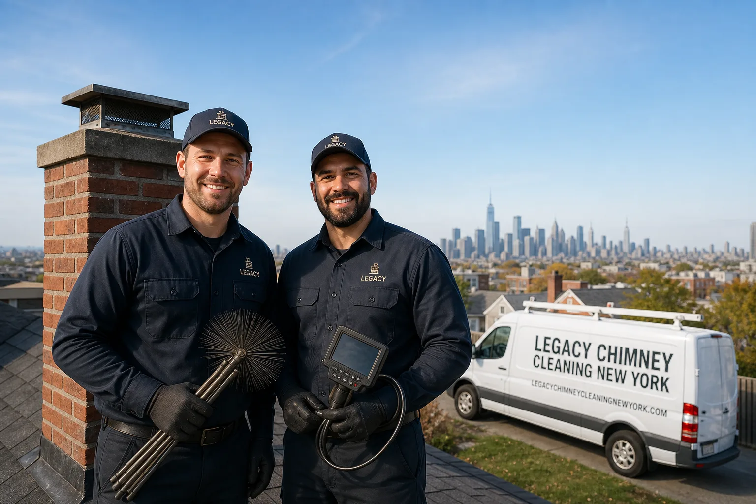 Legacy Chimney Cleaning New York service vehicle and crew in New York, NY